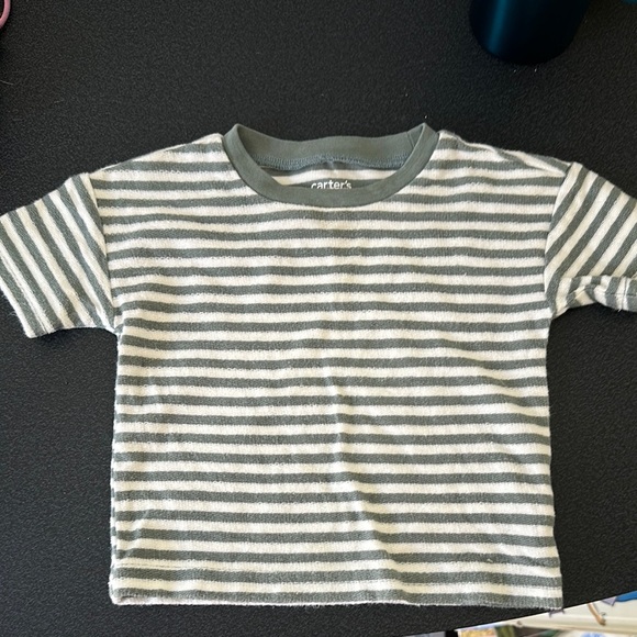 Carter's Gray Short Sleeve Tee with Stripes - Picture 1 of 2
